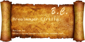 Breslmayer Cirilla névjegykártya